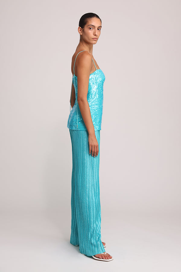 Sabina Musáyev MACKENZIE TOP EVENING WEAR TURQUOISE