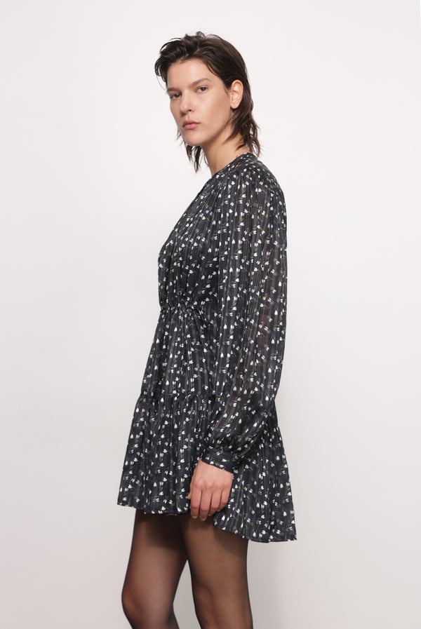 Sabina Musáyev MARYANNE DRESS PRE FALL WINTER 25/26 BLACK PRINT