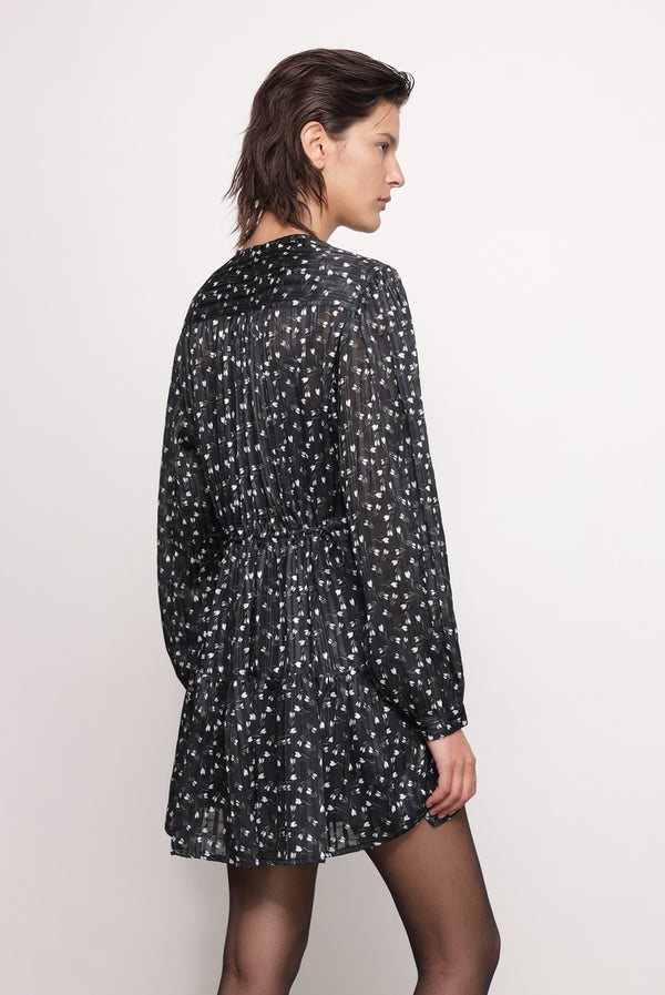 Sabina Musáyev MARYANNE DRESS PRE FALL WINTER 25/26 BLACK PRINT