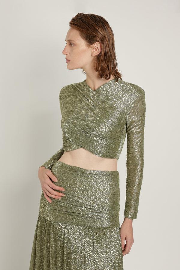 Sabina Musáyev MASCARI TOP EVENING WEAR OLIVE GREEN