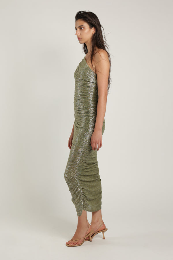 Sabina Musáyev MELISSA DRESS EVENING WEAR OLIVE GREEN