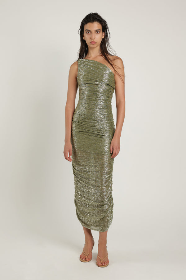 sabina musáyev MELISSA DRESS EVENING WEAR OLIVE GREEN