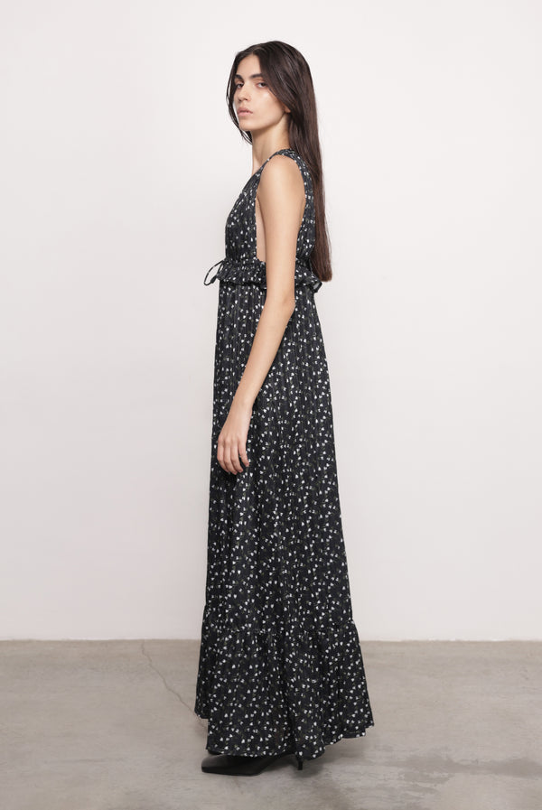 Sabina Musáyev MIRABELLE DRESS PRE FALL WINTER 25/26 BLACK PRINT