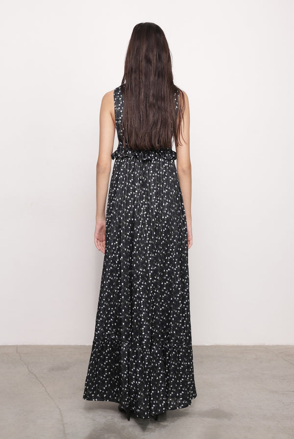Sabina Musáyev MIRABELLE DRESS PRE FALL WINTER 25/26 BLACK PRINT