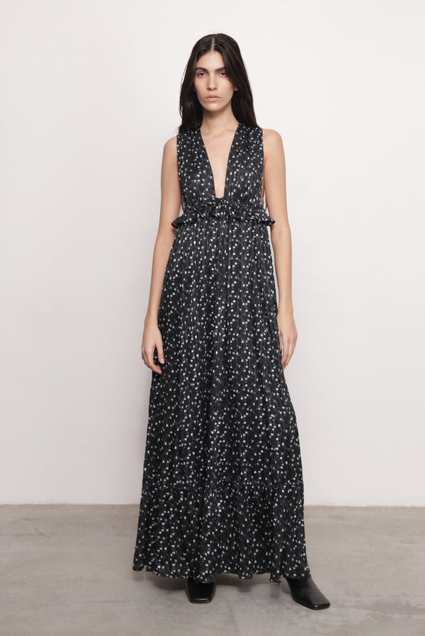 sabina musáyev MIRABELLE DRESS PRE FALL WINTER 25/26 BLACK PRINT