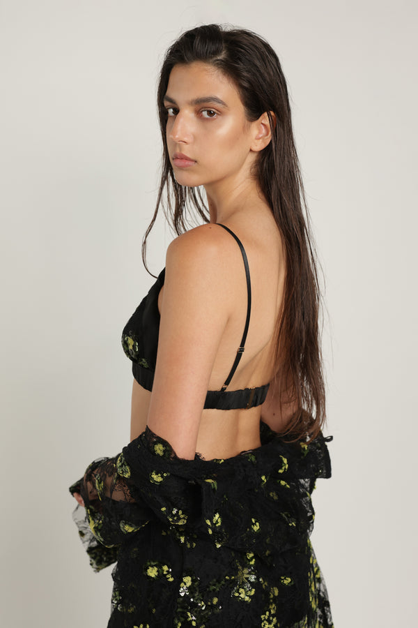 Sabina Musáyev MISHA BRA EVENING WEAR GREEN ON BLACK