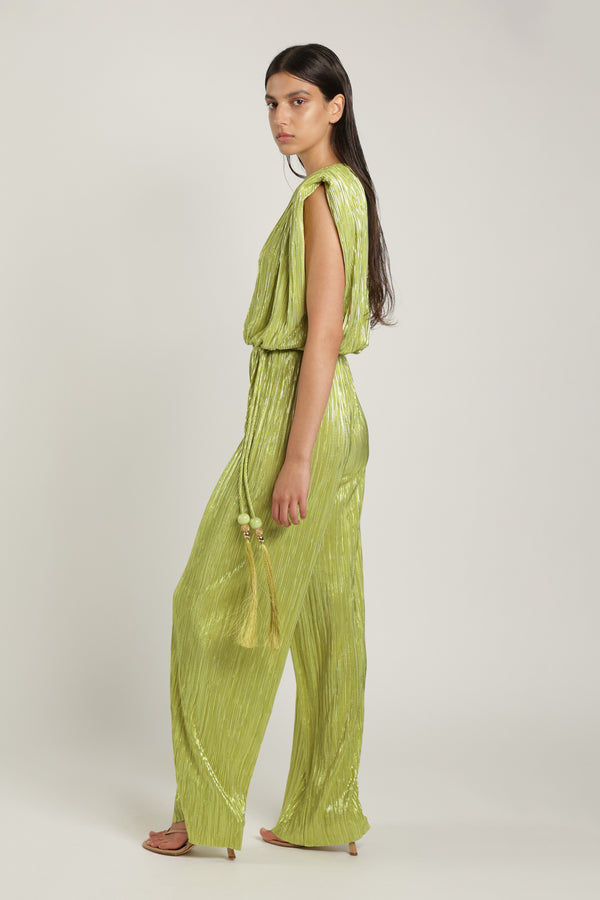 Sabina Musáyev NECTAR JUMPSUIT EVENING WEAR LIME GREEN