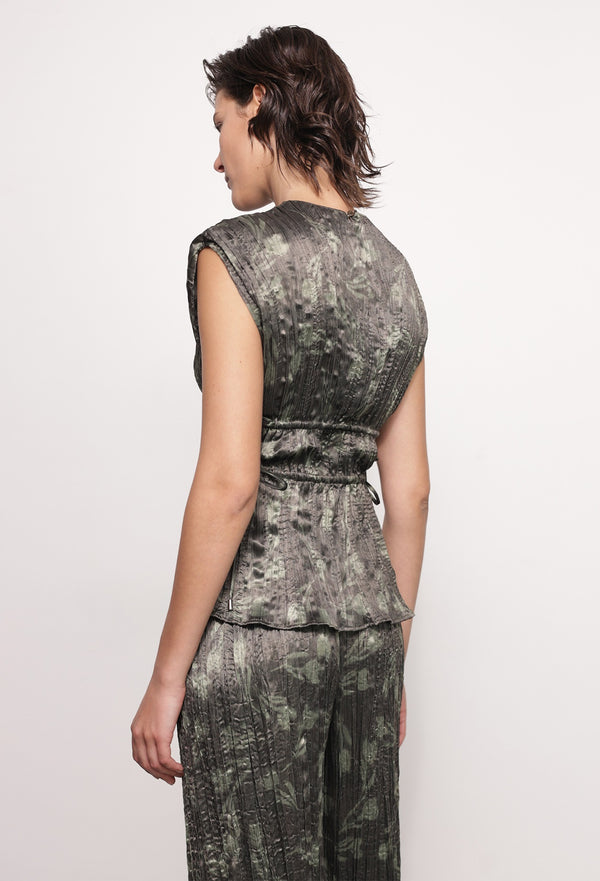 Sabina Musáyev NOLEY TOP ALL ITEMS DARK OLIVE PRINT