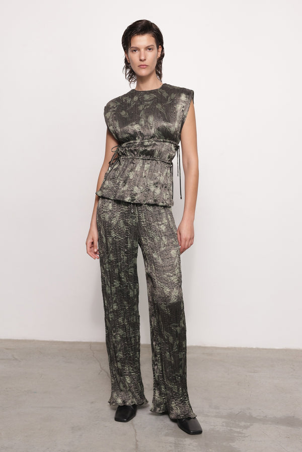Sabina Musáyev NOLEY TOP PRE FALL WINTER 25/26 DARK OLIVE PRINT
