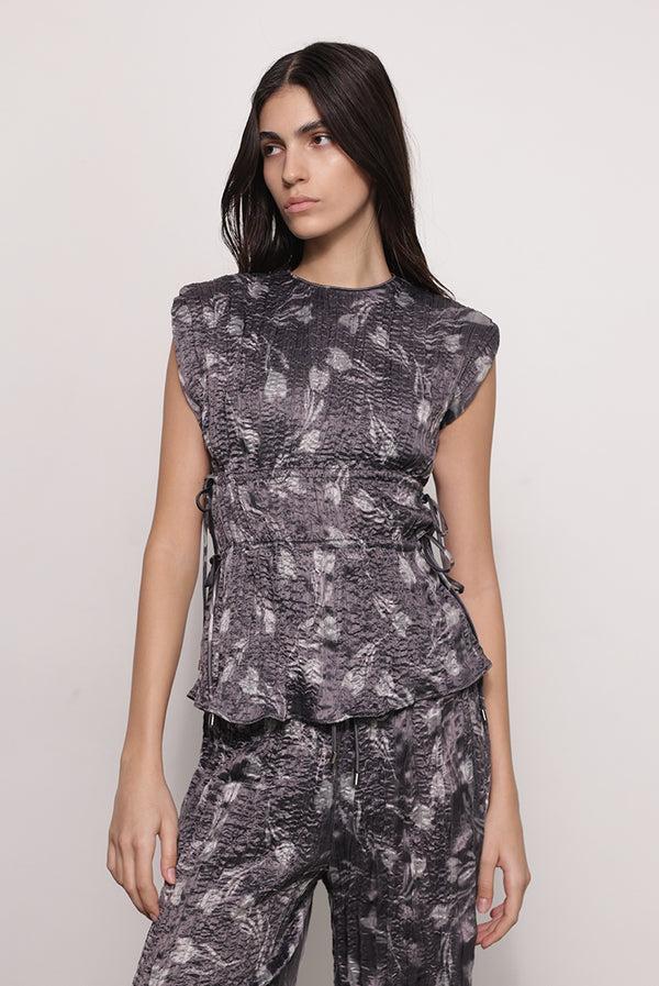 sabina musáyev NOLEY TOP PRE FALL WINTER 25/26 GRAPHITE PRINT