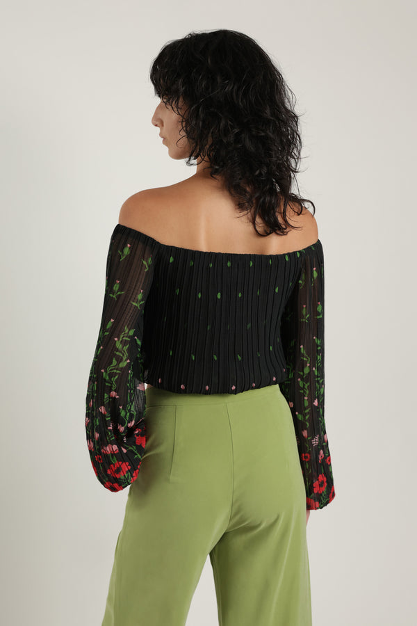 Sabina Musáyev ORCHID TOP SUMMER SALE 50% OFF BLACK PRINT
