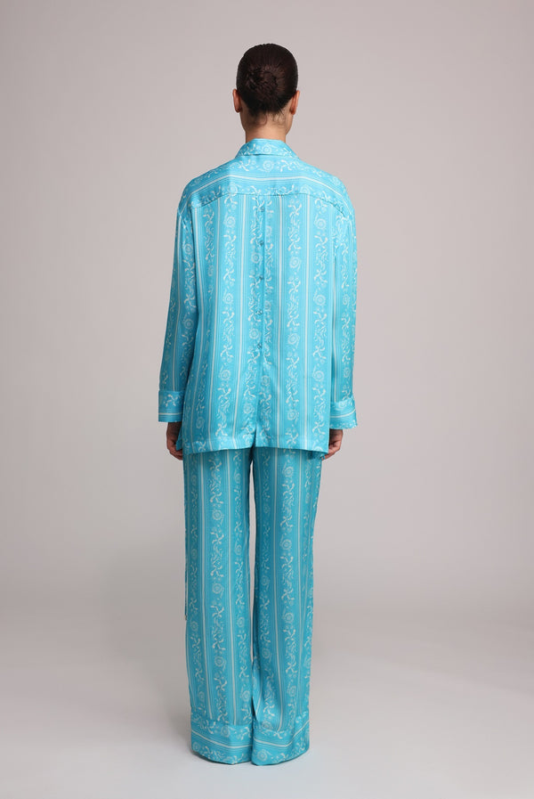 Sabina Musáyev PALM PANTS SOFT CASUAL TURQUOISE PRINT