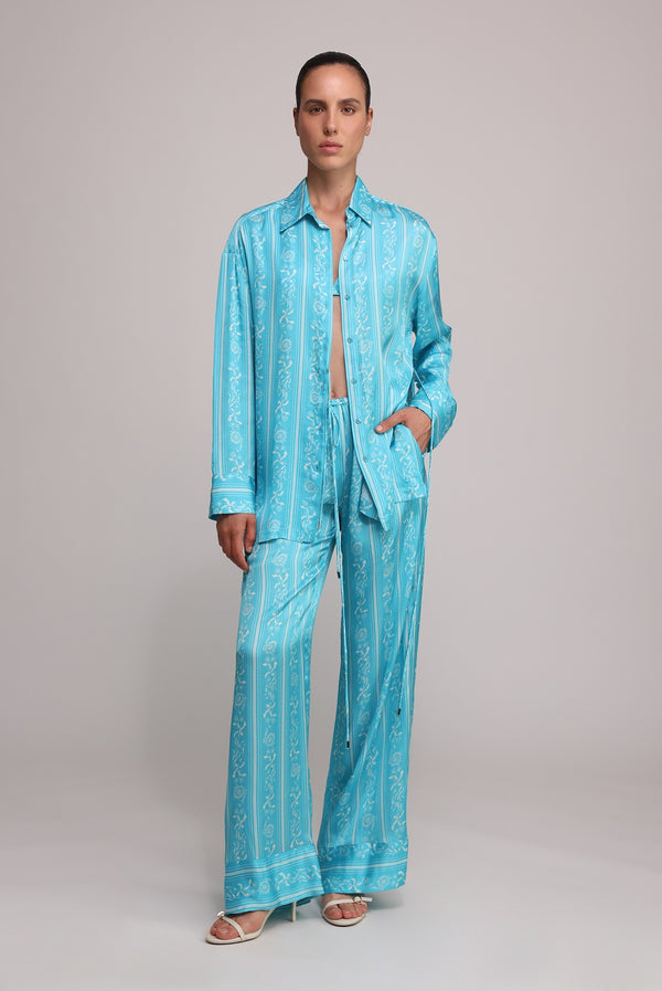 Sabina Musáyev PALM PANTS SOFT CASUAL TURQUOISE PRINT