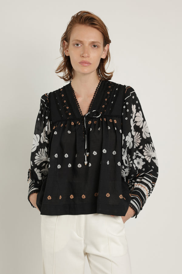 sabina musáyev PEONY TOP SUMMER SALE 50% OFF BLACK PRINT