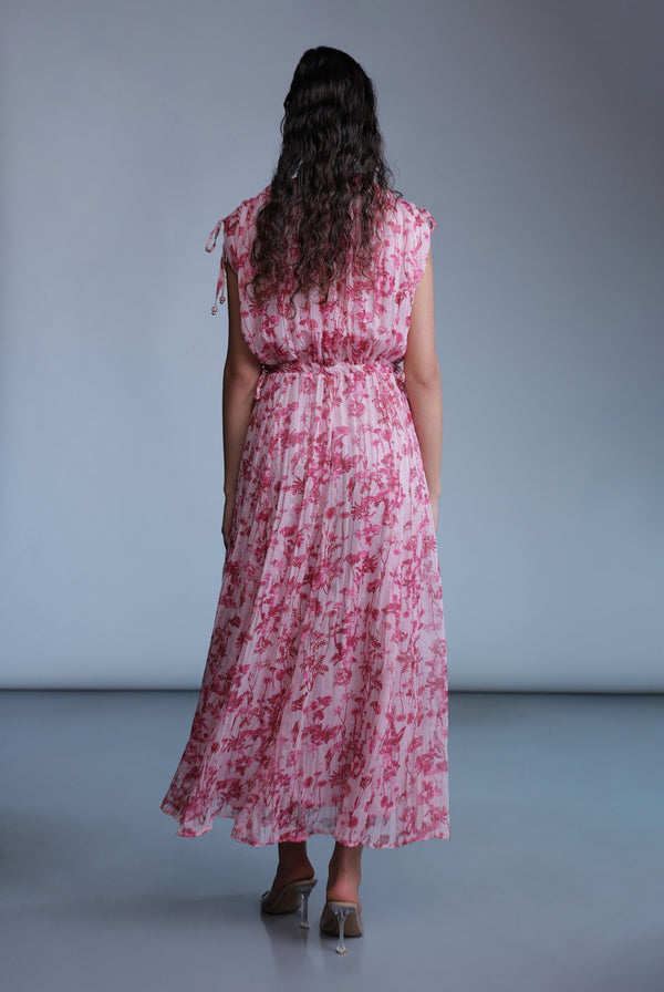 Sabina Musáyev POLLONIA DRESS SOFT CASUAL PEONY PINK PRINT