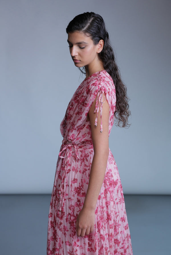 Sabina Musáyev POLLONIA DRESS SOFT CASUAL PEONY PINK PRINT
