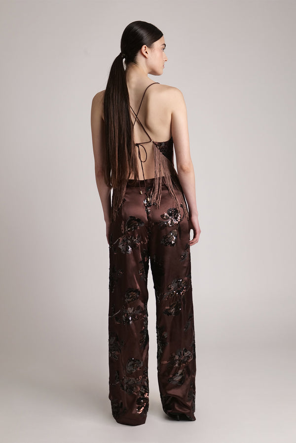 Sabina Musáyev ROSKO PANTS SUMMER SALE 50% OFF DARK BROWN
