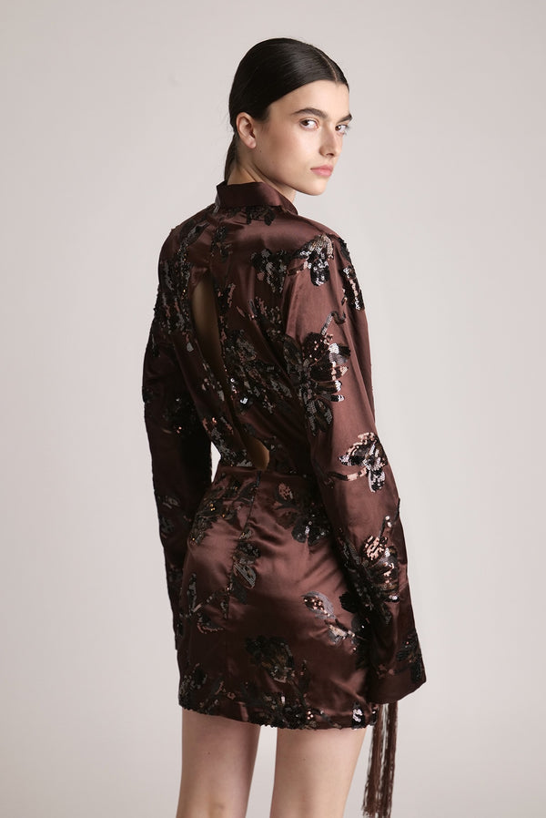 Sabina Musáyev ANNE DRESS EVENING WEAR DARK BROWN