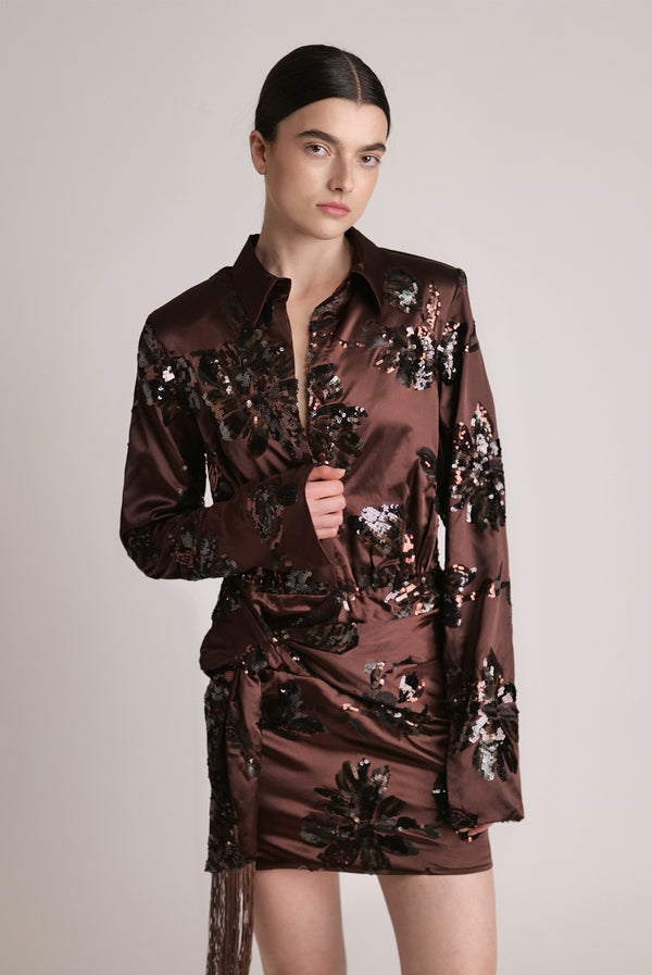 sabina musáyev ANNE DRESS EVENING WEAR DARK BROWN