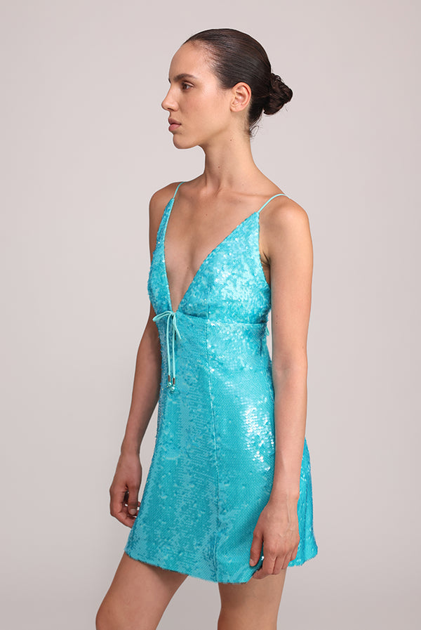 Sabina Musáyev CAVA DRESS EVENING WEAR TURQUOISE
