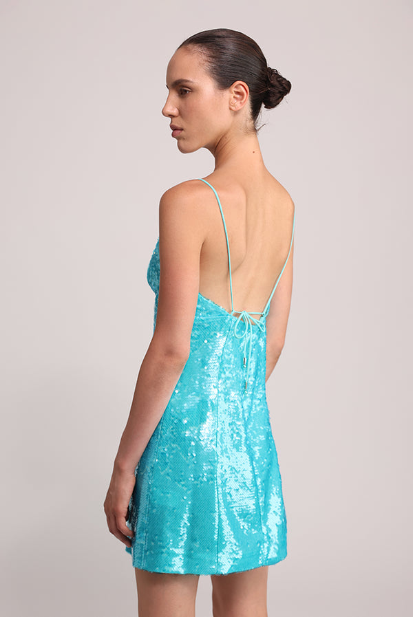 Sabina Musáyev CAVA DRESS EVENING WEAR TURQUOISE