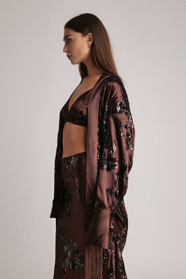 sabina musáyev HAMAN BRA EVENING WEAR DARK BROWN