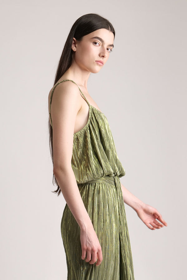 Sabina Musáyev ILANA TOP EVENING WEAR OLIVE GREEN