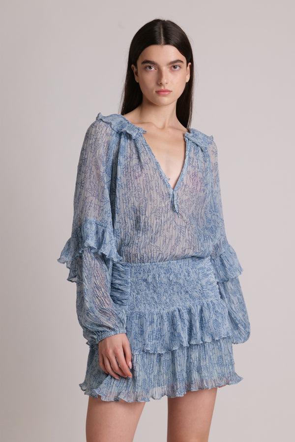 sabina musáyev KEITH SKIRT SOFT CASUAL AQUA PRINT