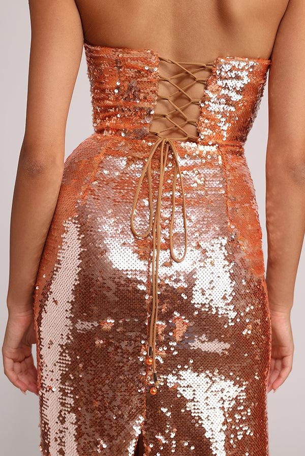 Sabina Musáyev KIMBERLY DRESS EVENING WEAR COPPER