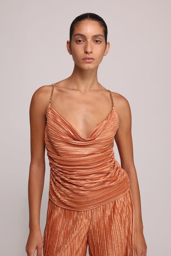 Sabina Musáyev LAY TOP EVENING WEAR CARAMEL