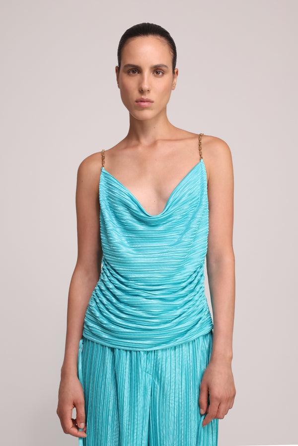 sabina musáyev LAY TOP EVENING WEAR TURQUOISE