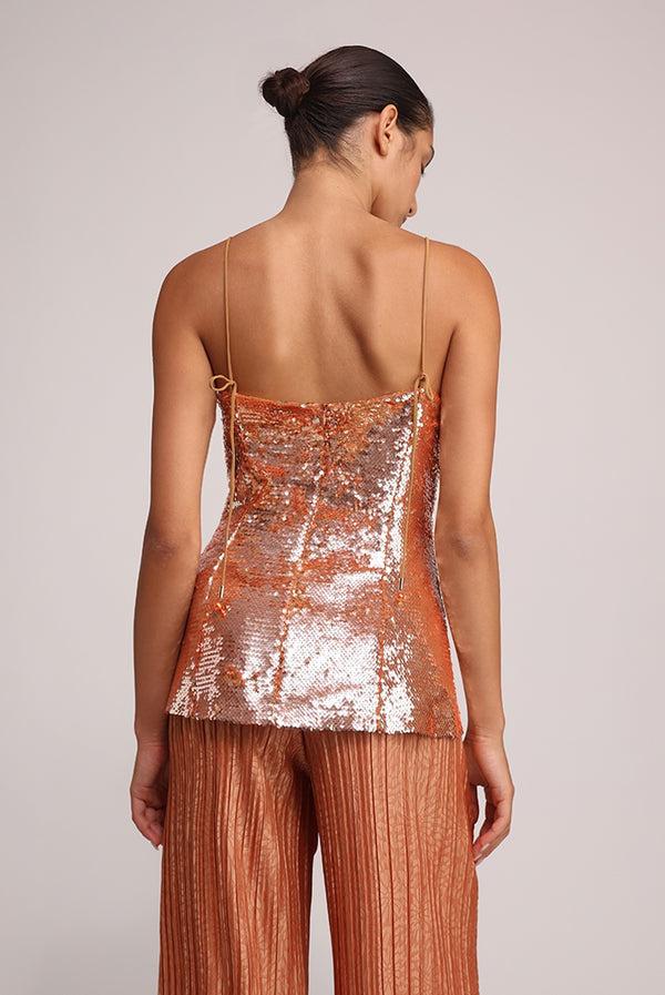 Sabina Musáyev MACKENZIE TOP EVENING WEAR COPPER