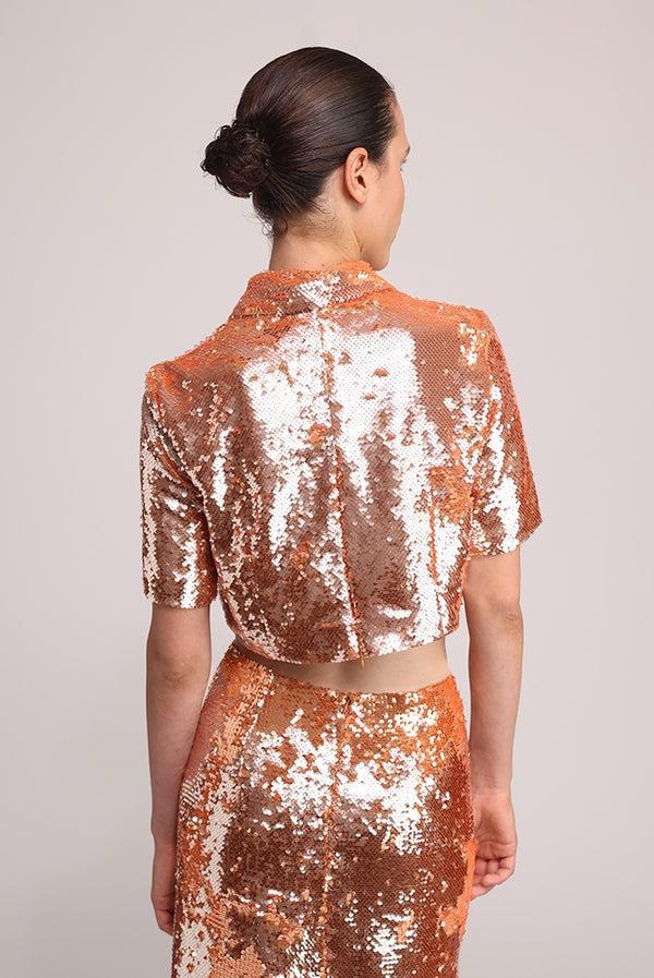 Sabina Musáyev MARTINI TOP EVENING WEAR COPPER