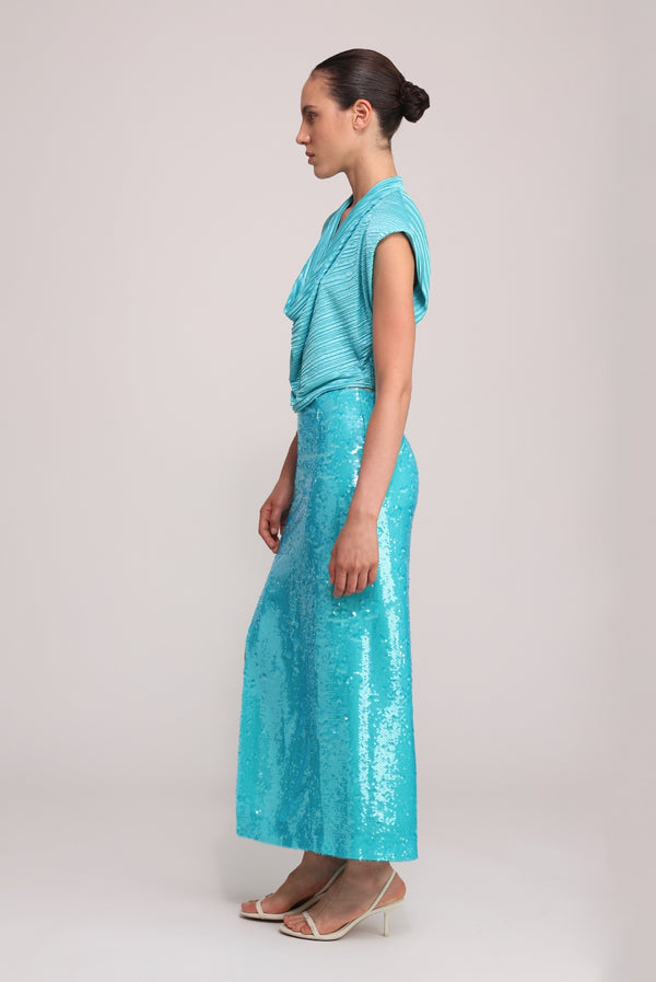 Sabina Musáyev ODESSA TOP EVENING WEAR TURQUOISE