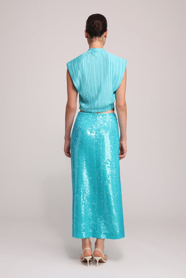 Sabina Musáyev ODESSA TOP EVENING WEAR TURQUOISE