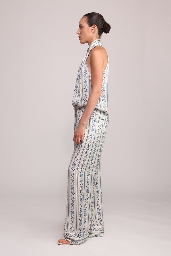 Sabina Musáyev PALM PANTS SOFT CASUAL IVORY PRINT