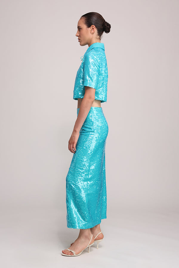 Sabina Musáyev PRIMO SKIRT EVENING WEAR TURQUOISE