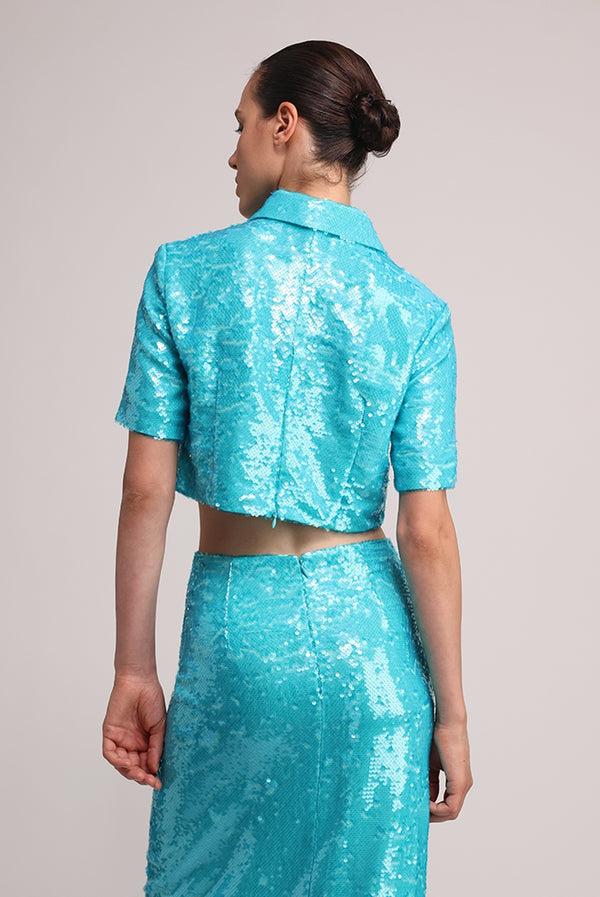 Sabina Musáyev PRIMO SKIRT EVENING WEAR TURQUOISE