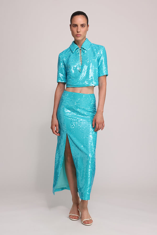 sabina musáyev PRIMO SKIRT EVENING WEAR TURQUOISE
