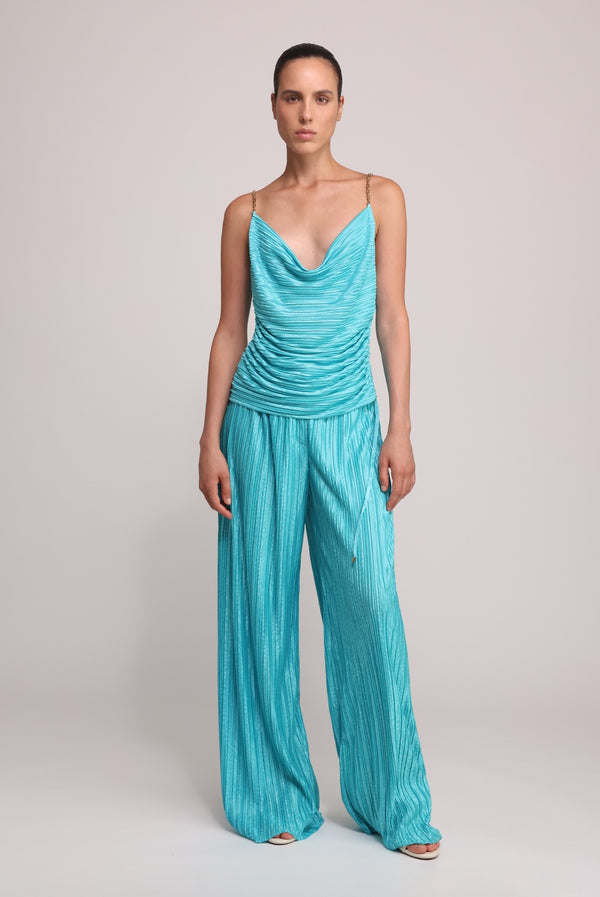 sabina musáyev RAINY PANTS EVENING WEAR TURQUOISE