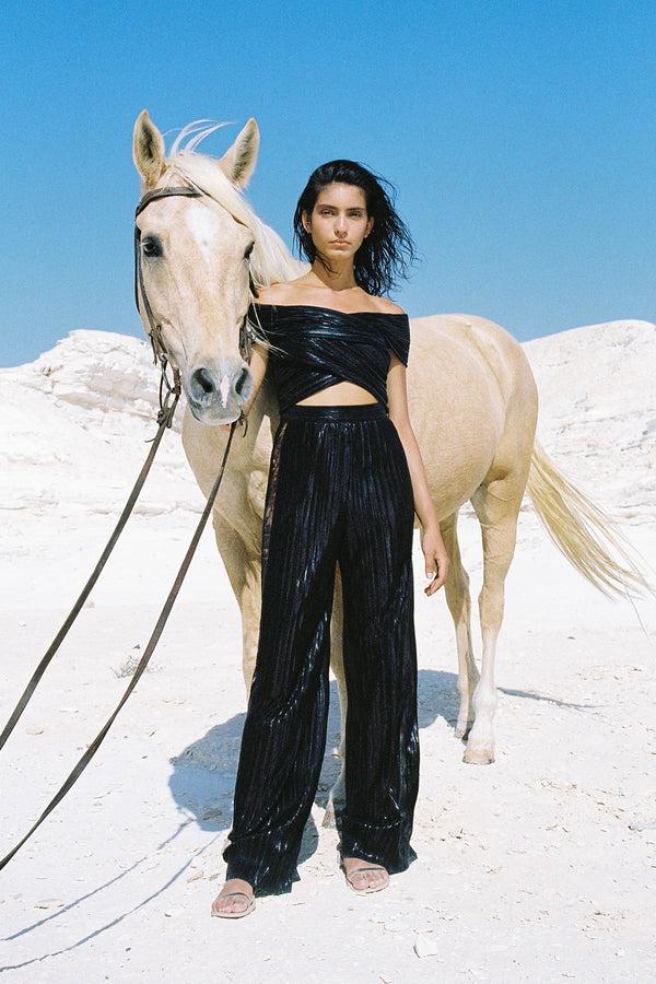 Sabina Musáyev REYNA TOP EVENING WEAR JET BLACK