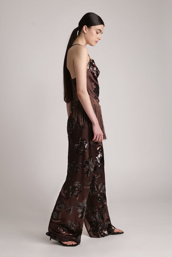 Sabina Musáyev ROSKO PANTS EVENING WEAR DARK BROWN