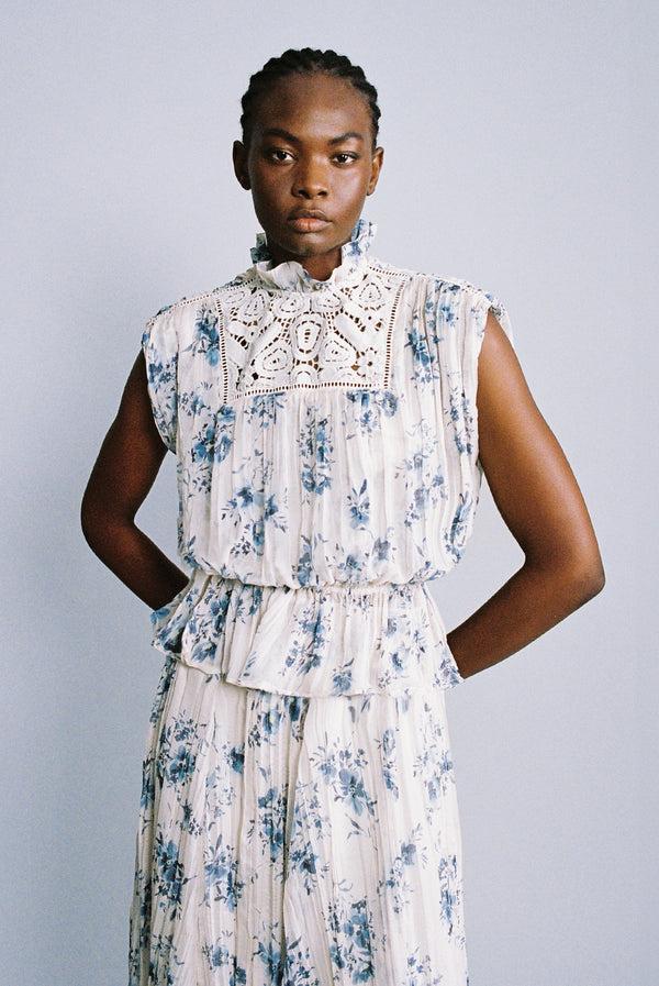 Sabina Musáyev VESPER TOP SOFT CASUAL WHITE PRINT