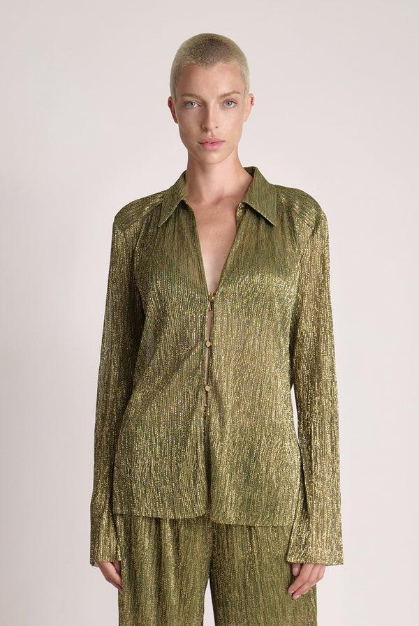 Sabina Musáyev YAM TOP EVENING WEAR MOSS GREEN