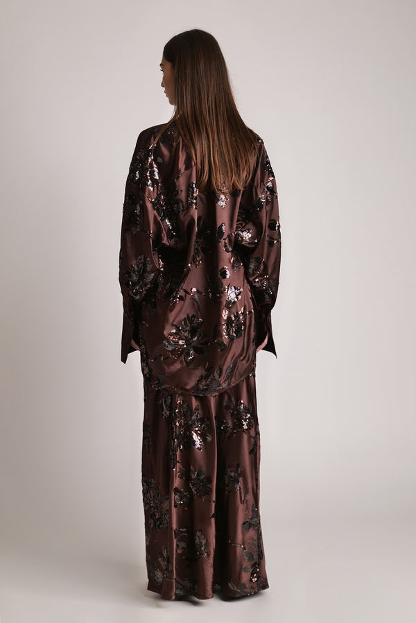 Sabina Musáyev ZIA TOP EVENING WEAR DARK BROWN