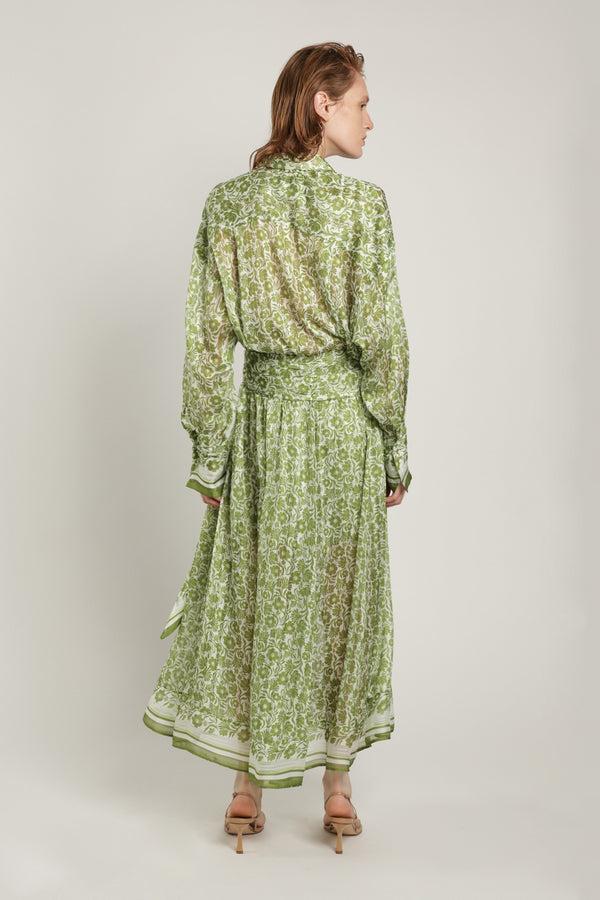 Sabina Musáyev SERAFINA SKIRT SUMMER SALE 50% OFF GREEN PRINT