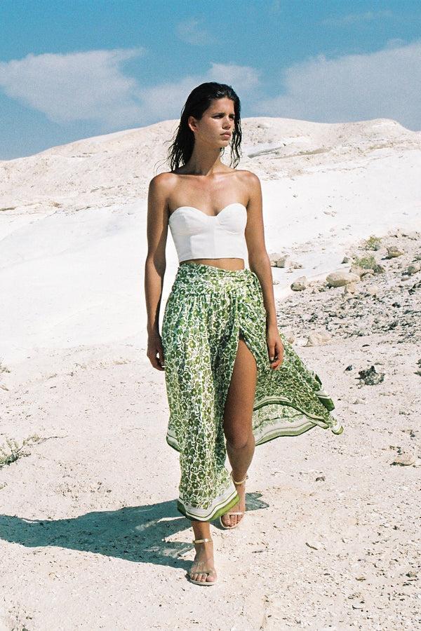 Sabina Musáyev SERAFINA SKIRT SUMMER SALE 50% OFF GREEN PRINT