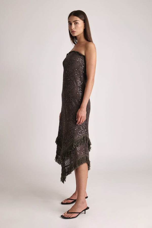 Sabina Musáyev SHANIN DRESS SUMMER SALE 50% OFF DARK BROWN