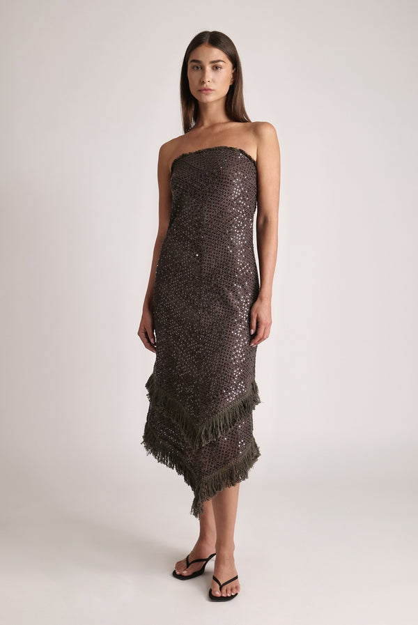 sabina musáyev SHANIN DRESS SUMMER SALE 50% OFF DARK BROWN