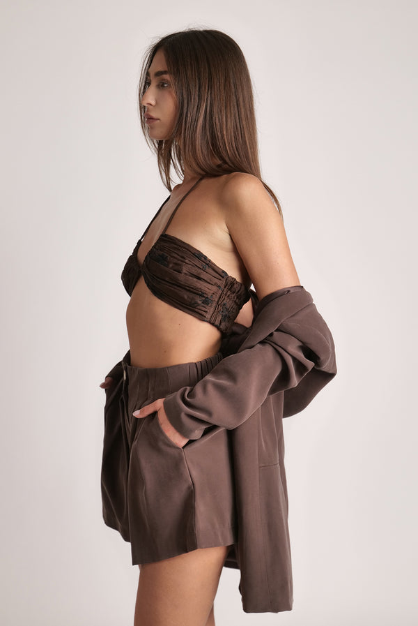 Sabina Musáyev SHIRA BRA SUMMER SALE 50% OFF DARK BROWN